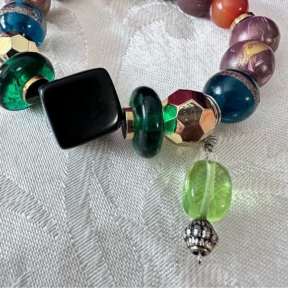 Collage bracelet handmade Colorful Hand Painted Beads glass charms 6.5-7.5 - Picture 5 of 8